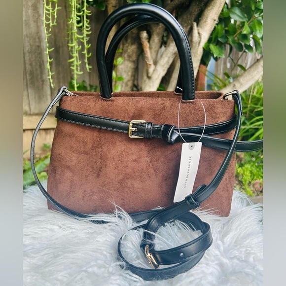 Anthropology Brown and Black Women's Handbag with Crossbody Strap NWT - Picture 1 of 5